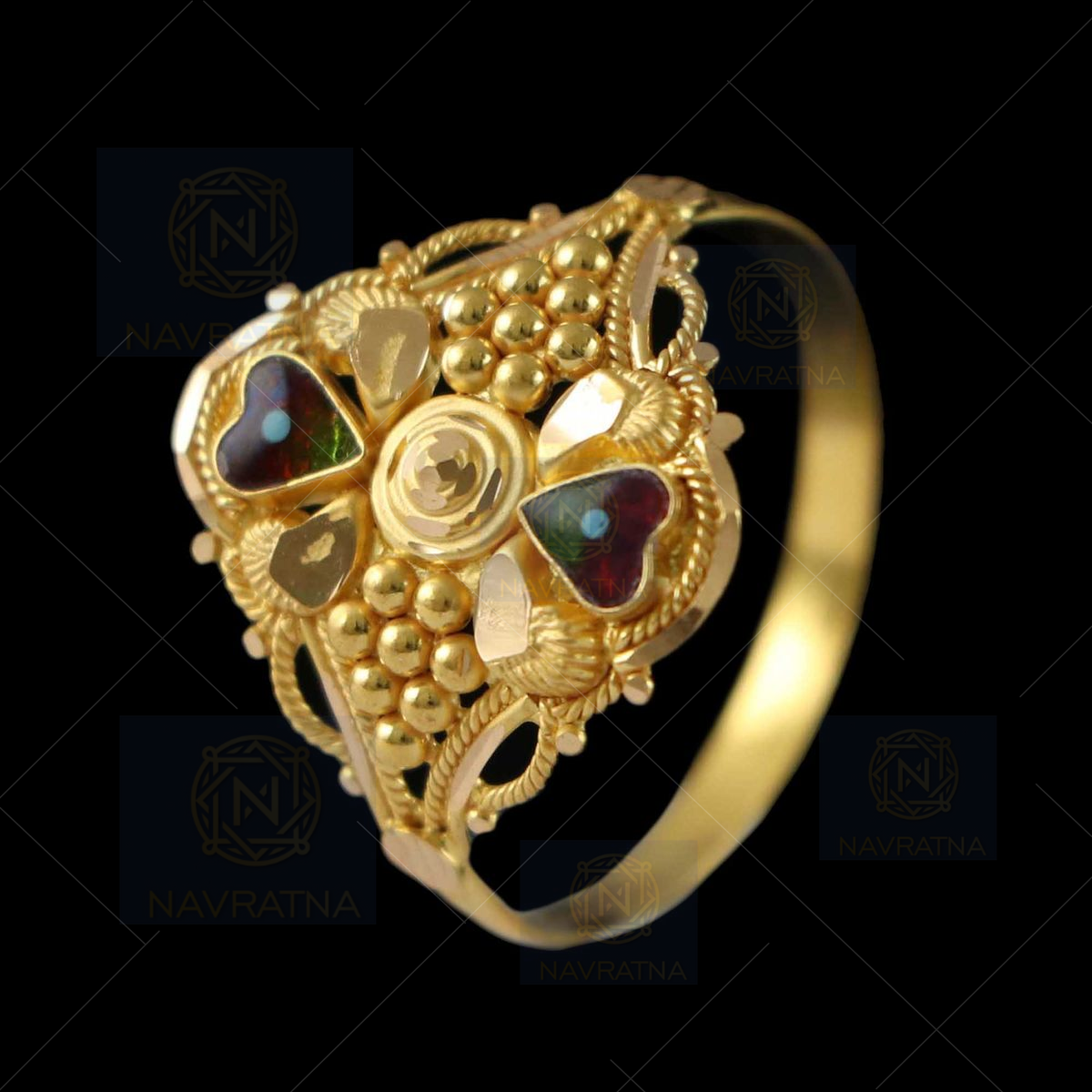 Shiny fancy gold ring and flower design for girls (jewels catalog Stock  Photo - Alamy