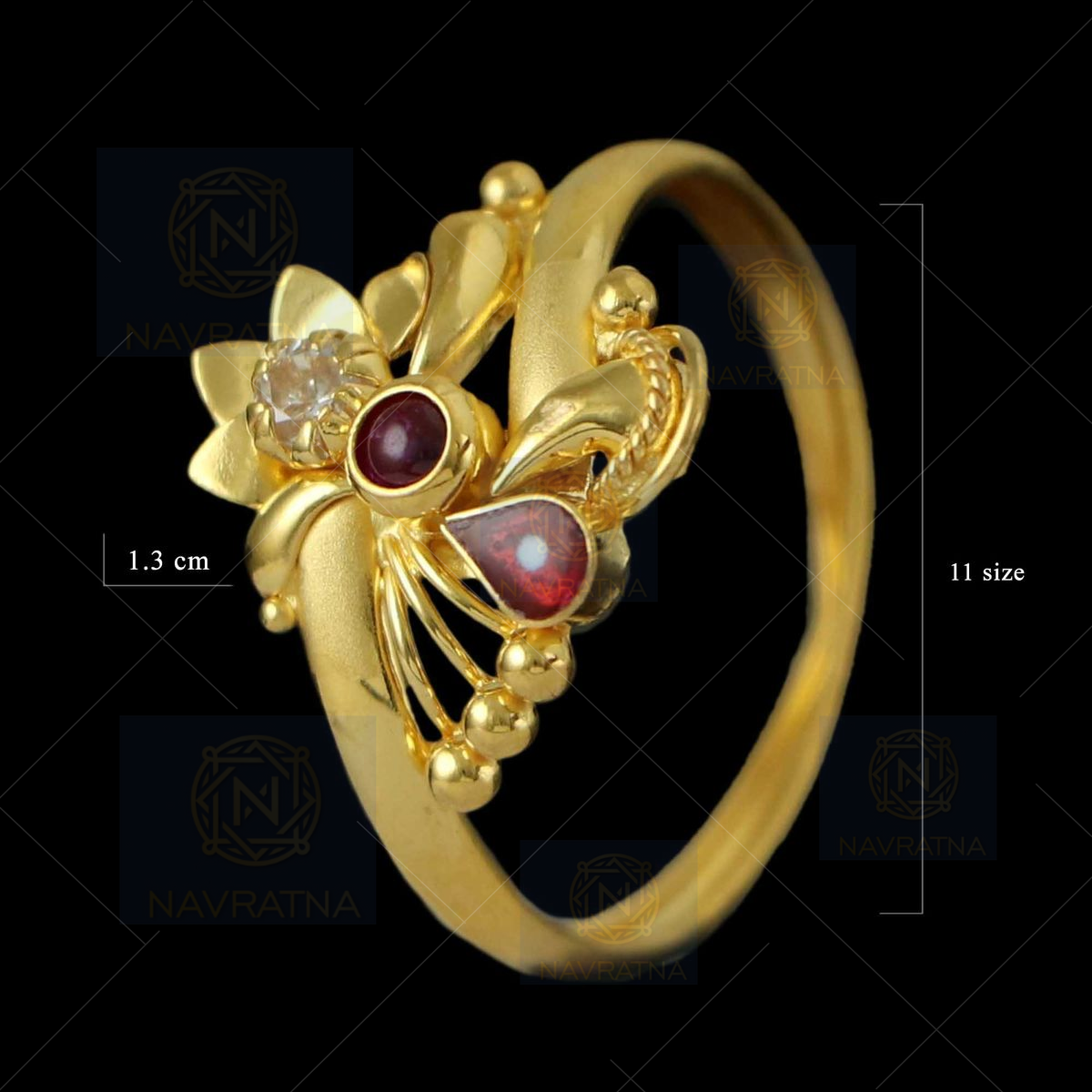 Gold tone ruby stone vanki finger ring dj-42452 – dreamjwell