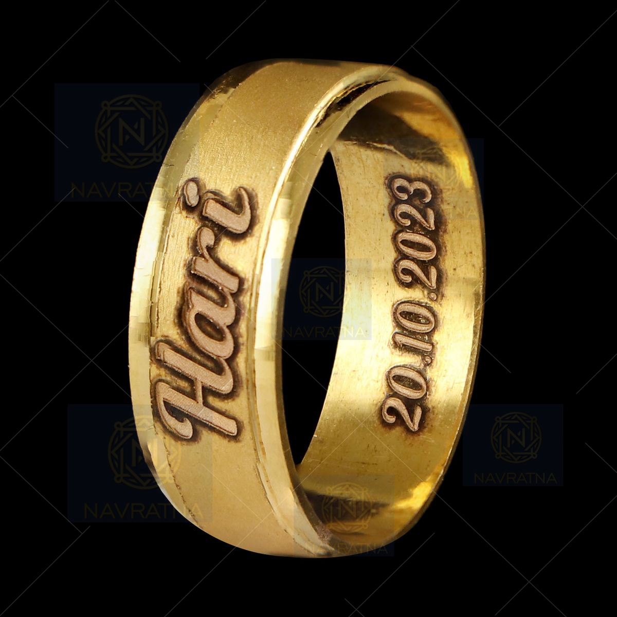 Stackable Name Ring with Diamond in 18K Gold Plating - MYKA