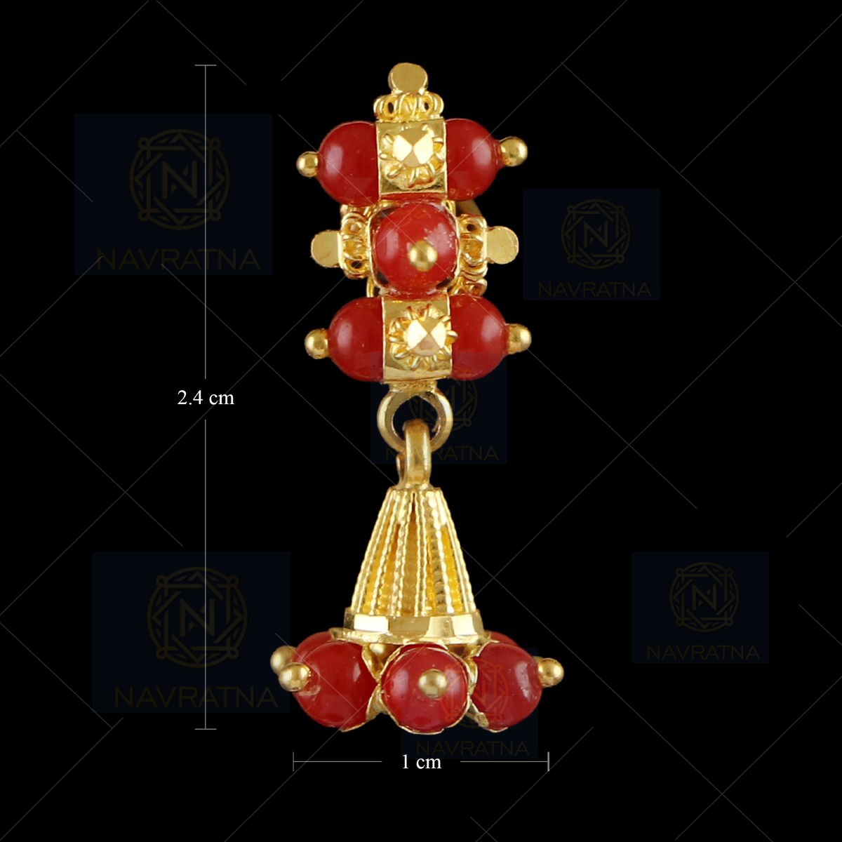 Buy Trendy Red Coral Earrings One Gram Gold Plated Pavazham Gold Earrings